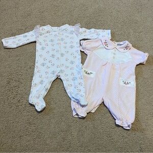 Vintage Baby Girl (2) One Piece Outfits Shabby Chic & Dr Benton Pink 0-3 Months